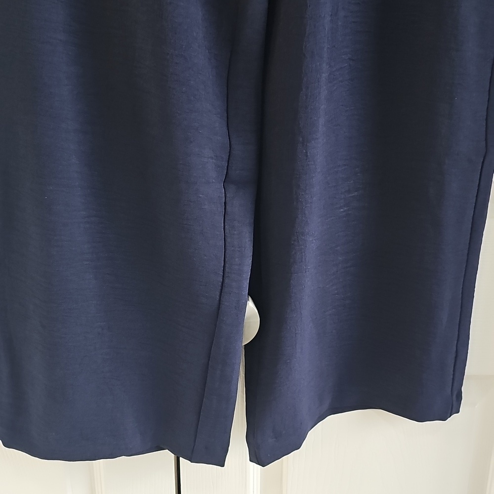 NWT New York Clothing CO Wide Leg Pull On Belted W Tie Petite Large (PL) Navy - Picture 5 of 16